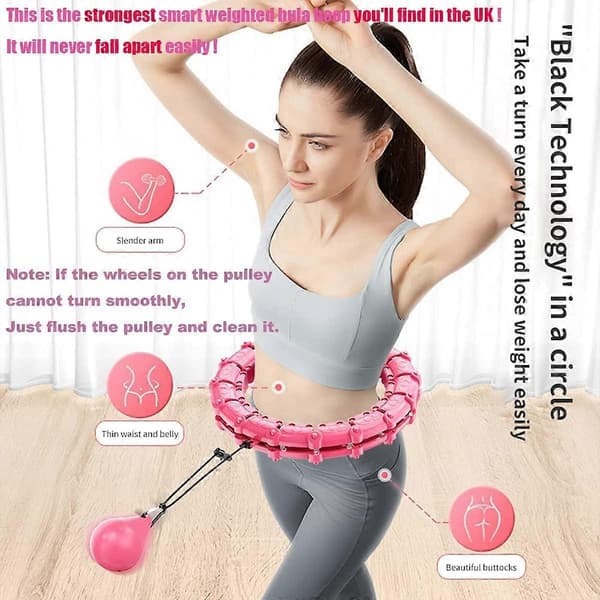 Weighted Smart Hula Hoop with Auto-Spinning, Slide Rail, Detachable Knots, Adjustable Size