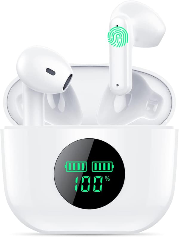 Ekte trådløse ørepropper, Bluetooth 5.2 in-ear-hodetelefoner, 32H spilletid