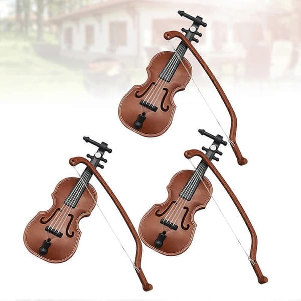 3 stk Mini Simuleringsvioliner Fotografi Model Kreativ Pynt Miniature Legetøjshus Tilbehør