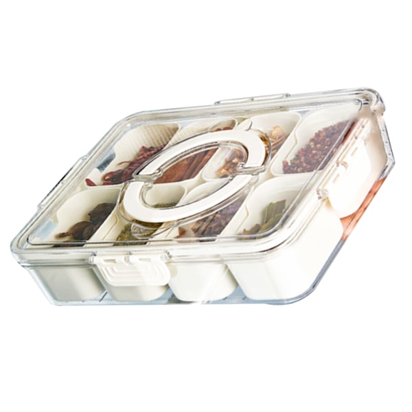 Förvaringslåda i plast med flera fack, matlåda för kylskåp med avdelare för dumplings, grönsaker, frukt, kryddor, stor 8 fack 12