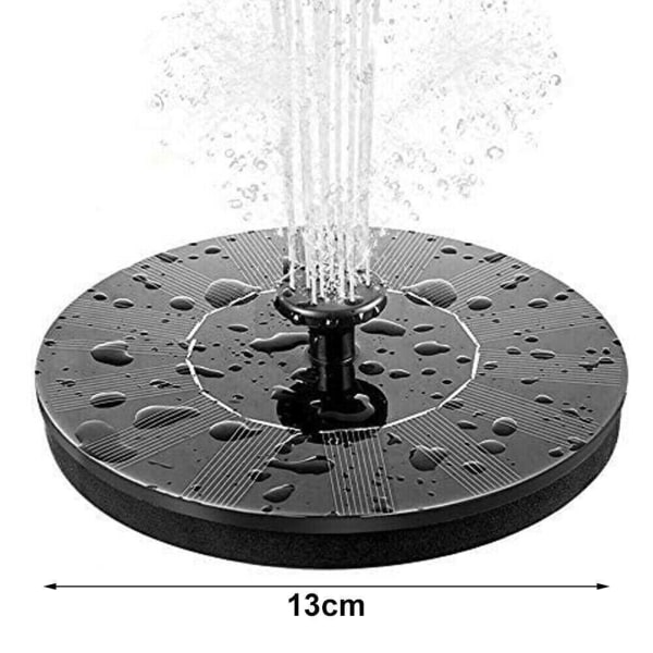 Solcelledrevet fuglebadsfontænepumpe, fritstående flydende solcelledrevet vandfontænepumpe til fuglebad, have, dam, pool, udendørs 16 cm