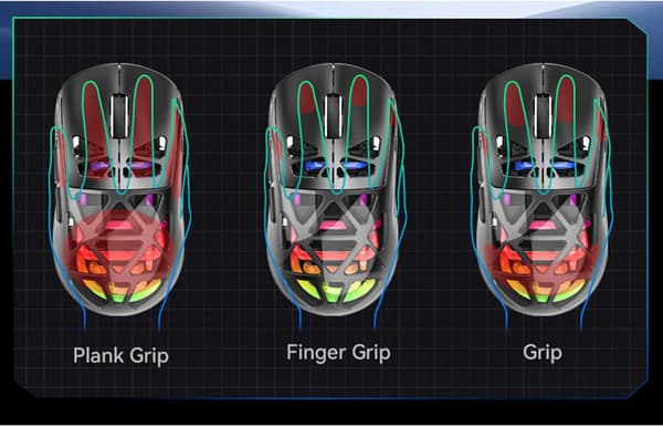 M7 Lightweight Gaming Mouse 2.4G BT Wired 3-Mode Connection Transparent Hollow Rechargeable Computer Mouse with LED Lights for PC and Laptop
