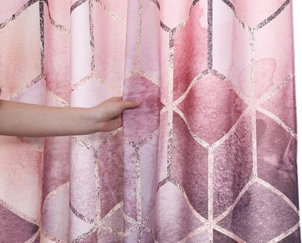 Duschdraperi i tyg 180x180cm Rosa marmor, Geometrisk modern Grå
