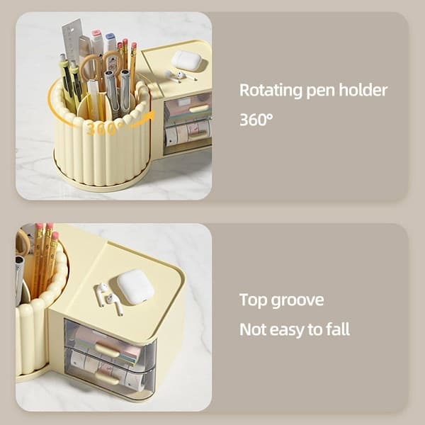 Rotating cosmetic pen holder and storage box, dustproof and waterproof, pink