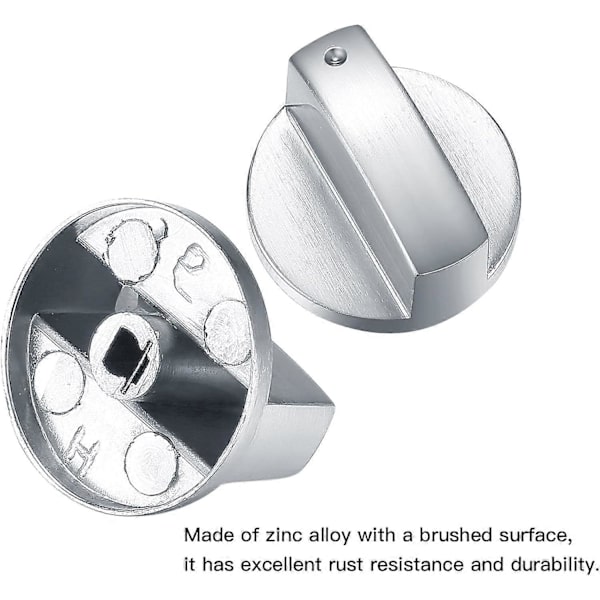 6 Pieces Gas Control Knobs, Metal 6mm Cooker Control Knobs, Silver Adapters Oven Cooking Surface Switch, Gas Hob Knobs Control Lock