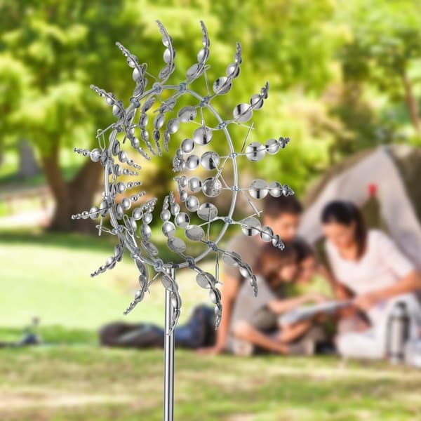 Magisk 3D-väderkvarn, 32 cm, metall, vinddriven, trädgårdsskulptur