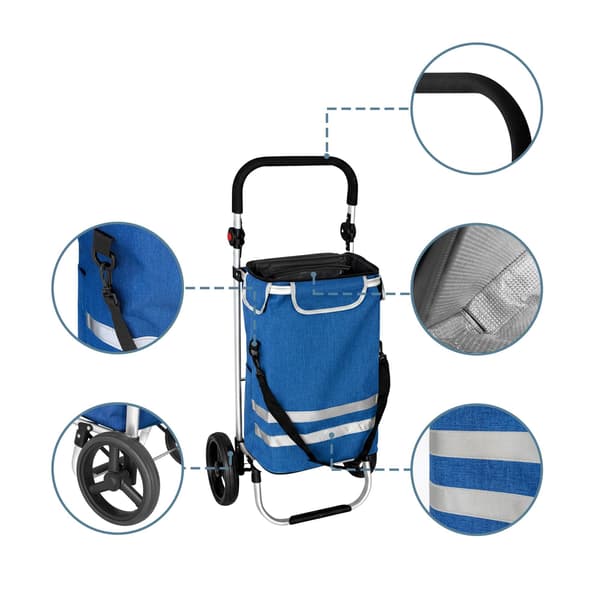 Sammenleggbar handlevogn, 45 l, kjølebag, 35 kg kapasitet