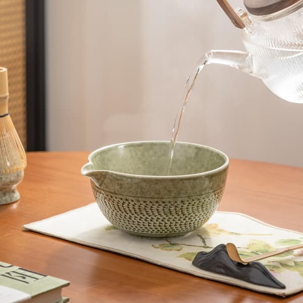 Matcha starter kit with bamboo whisk and 7 accessories for traditional Japanese tea ceremony elegantly gift-wrapped