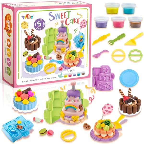Play-Doh-sæt til børn 4-8 år med søde kagekreationer og 5 designs kagekage Cake
