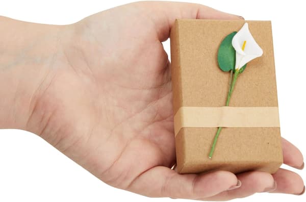 Lily Flower Kraftpappersaskar med lock för smycken, 12-pack, vit lilja