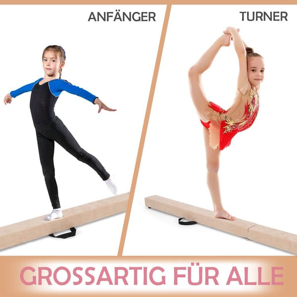 Sammenfoldelig gymnastik-balancebom, 210 cm, ruskindslignende overflade