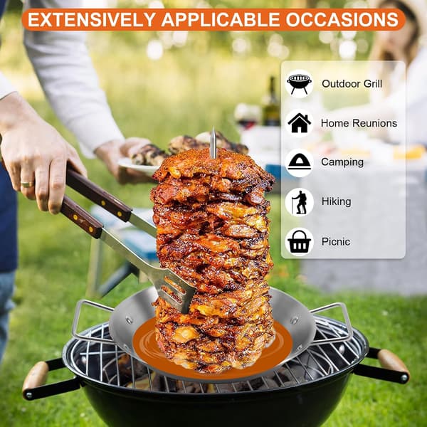 Al Pastor Grillspyd Vertikalt Rustfritt Stål 3 Avtakbare Spyd 8 10 12 Tommer Børste Tacos Shawarma Kebab BBQ