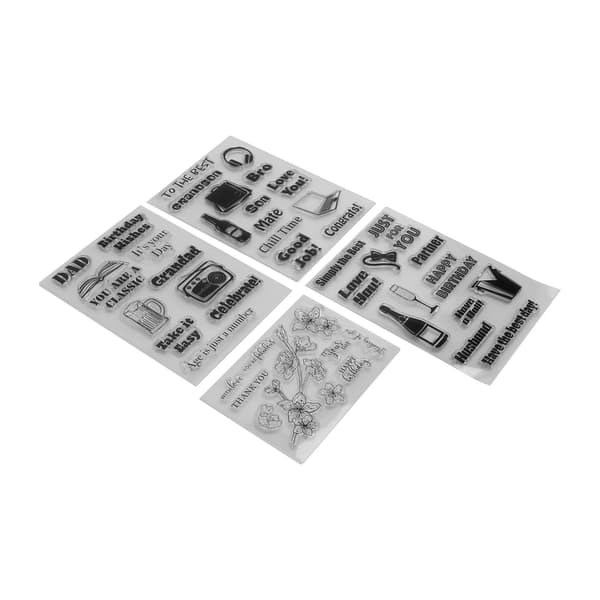 4 Pieces Clear Stamps, Clear Impression, Repeated Pasting, Embossing, Transparent Stamp for Card Making and Decoration