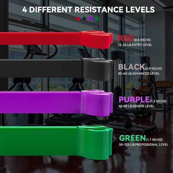 Modstandsbånd til pull-ups, sæt med 4 forskellige niveauer