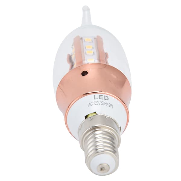 E14 LED-kronelyspære 9W, krystallkrone, varmt lys for hjemmets stue