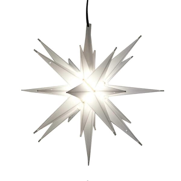 14\" LED Moravian Star Tree Topper - Clear White Christmas Tree Star - (White LED)