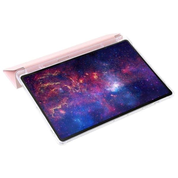 Futteral til Samsung Galaxy Tab S10 Ultra Tri-Fold Stativ Lær+TPU+Akryl Klar Bakside Nettbrettbeskyttelse