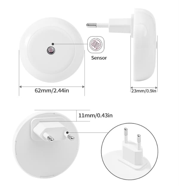 Night light with dusk sensor, red LED for bedroom, bathroom, hallway, kitchen, nursery, adults-FY-