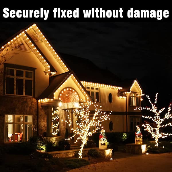 120-pack Christmas Light Clips Outdoor - Weatherproof Christmas Light Hangers Gutter Hooks for Chris
