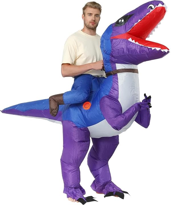 Oppusteligt dinosaurkostume til voksne, Halloween-kostume