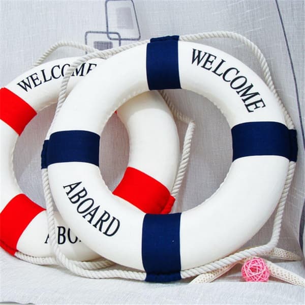 Mediterranean Lifebuoy for Home or Wall Decoration (Red, 20cm)