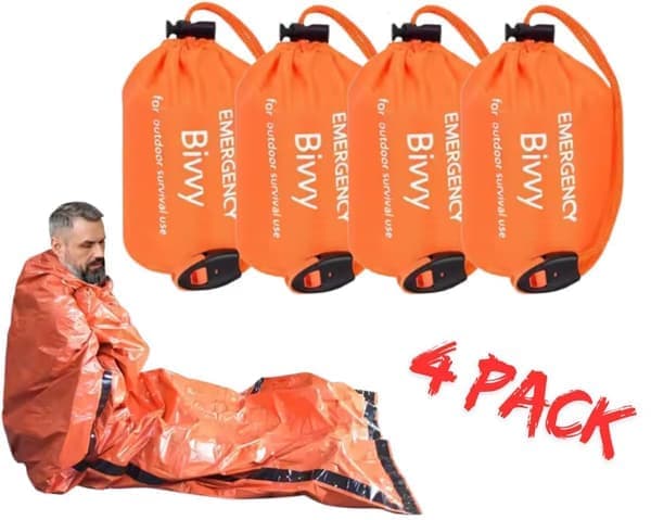 1/2/4 stk Utendørs Vanntett Termisk Nødsovepose Camping Overlevelse Bivvy Bag