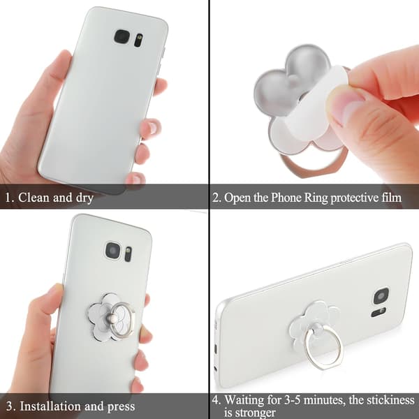 2 st Telefonringhållare Finger Ring Blomma Metall Universellt Kompatibla Tillbehör Silver 2pcs 2pcs Silver