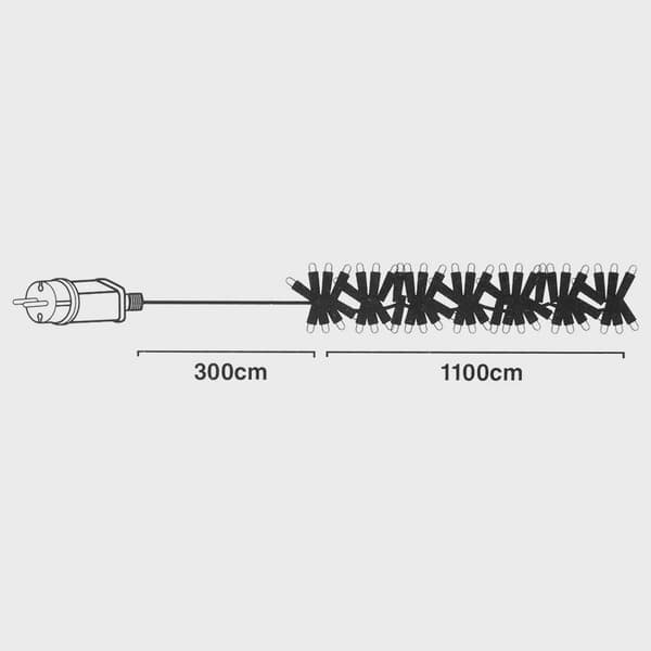 LED-julebelysning, 1512 varmhvit, 11 m, 8 moduser