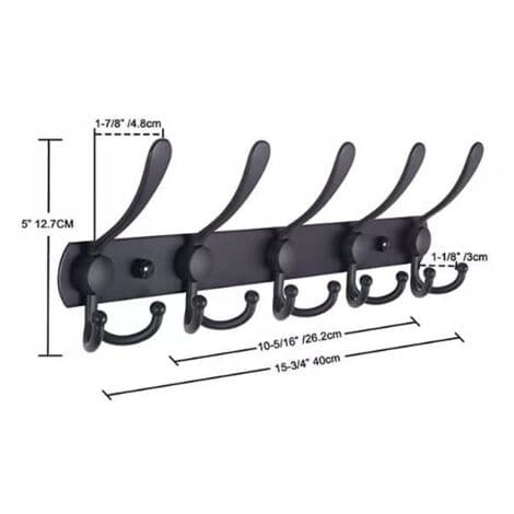 Wall Hooks, Wall Mounted Coat Rack, Clothes Hooks, Stainless Steel Wall Mounted Coat Rack, Coat Rack, Black Wall Hook