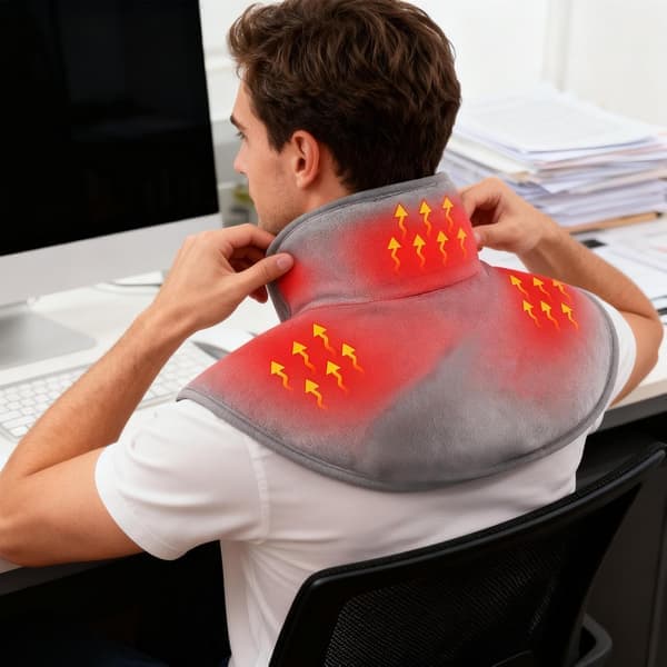 USB Rechargeable Heating Pad for Neck and Shoulders, Portable Heating Pad with 3 Temperature Settings Pink Pink Rosa