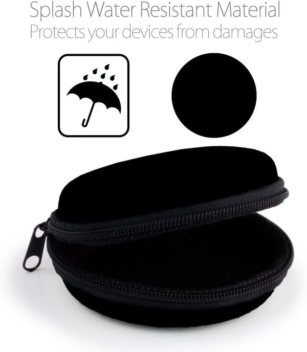 3-pack Universal In-Ear Headphones - Hard Case for Earbuds, iPod Shuffle, USB Drive, Cable - Black Multifunctional Carrying Case