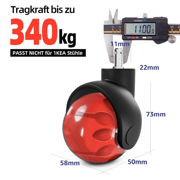 Sett med 5 kontorstolhjul Universal 11x22mm gummihjul erstatningshjul