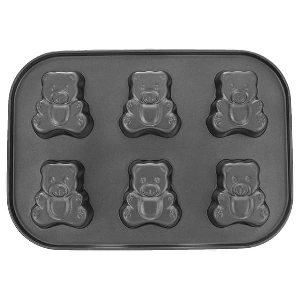 Bakform for seks bjørneformede kaker, non-stick karbonstål