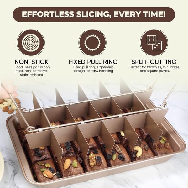 Baking Pans - Brownie Baking Pan - Thickened Non-Stick Bottom with Divider - 18 Pre-cut Pieces Baking Pan - 12 x 7.7 x 1.6 inches