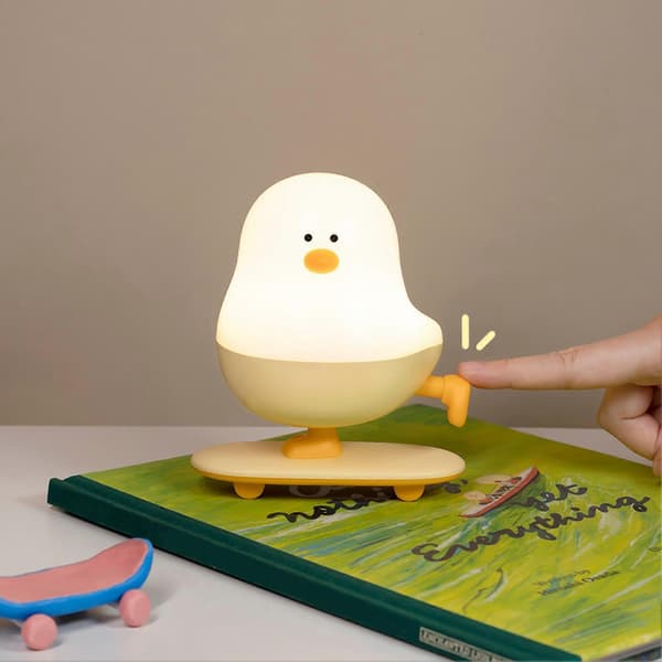 USB Rechargeable Night Light Adjustable Brightness Flicker-Free Soft Glow Chicken Animal LED Bedside Lamp Bedroom Decoration