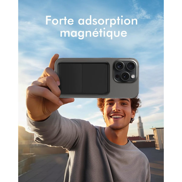 Externt Batteri för Mag-Safe, 10000mAh Magnetisk Trådlös Batteripack, Vikbart Power Bank Mag-Safe PD 22.5W Snabbladdning USB-C LED-Display