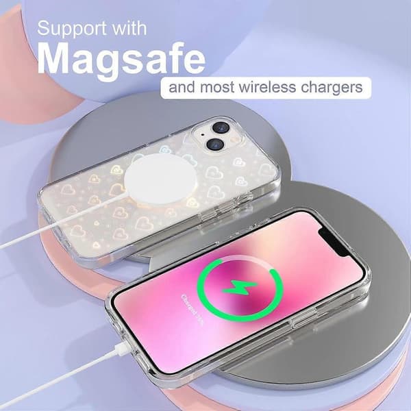 1 stk kompatibelt iPhone 13-deksel, søtt blitslaserhjerte-telefondeksel