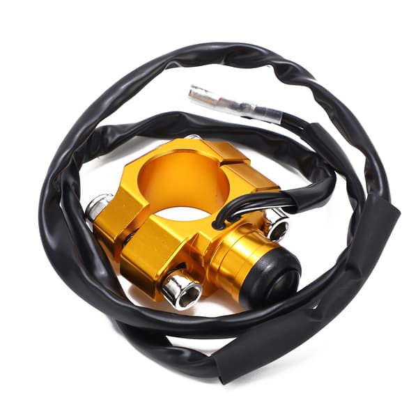Universal Engine Stop Start Kill Switch with Mounting Backplate for Motorcycle ATV 7/8 inch Handlebars Gold