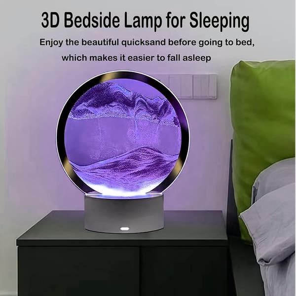 Purple Sand Art Night Light for Nursery with Remote Control Dimmable 7 Colors USB Rechargeable