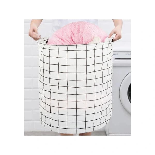Foldable Laundry Basket – 45L White Grid White/Black Grid White/Black Grid White/Black Rutnät Vit/Svart