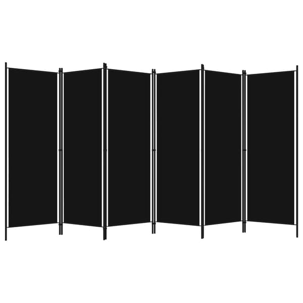 vidaXL Rumdeler 6 paneler sort 300x180 cm Svart black