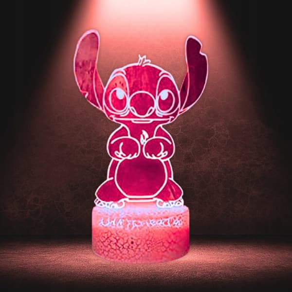Lilo og Stitch STICH 16 LED 3D Nattlampe for barn + fjernkontroll