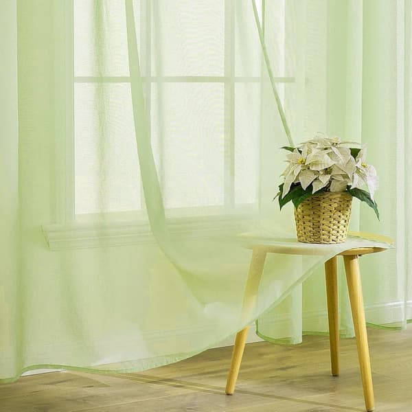 2-pack transparenta voilegardiner med öljetter, 140x225 cm, för vardagsrum och sovrum, gröna Grön