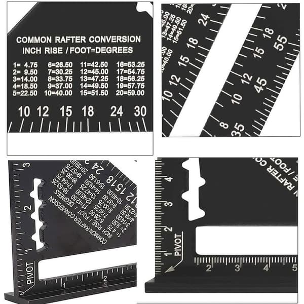 Multifunctional Carpenter's Square 180mm Metal Ruler, 45/90 Degree Angle Guide, Compatible with Woodworking Tools