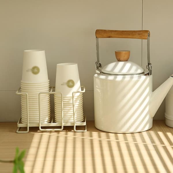 Papirkoppholder Koppholder Jernkunst Koppoppbevaringsstativ Husholdnings Kaffekoppholder (Hvit)