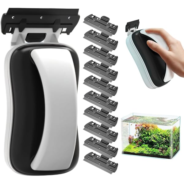 Stark magnetisk akvarium skrapa för fiskbehållare, magnetisk akvarieborste, algskrapa, magnetisk akvarierengöringsborste