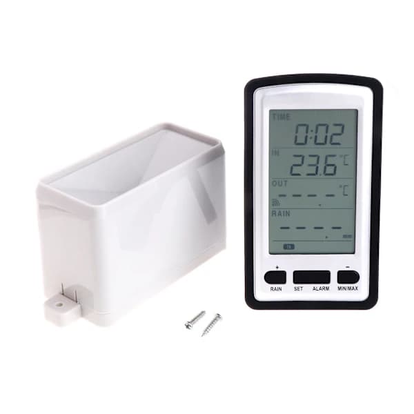 Værstasjon med regnmåler, termometer, digital trådløs