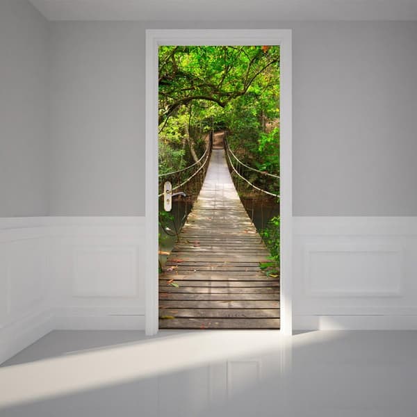 3D-effekt dörrdekal hängbro 77x200 cm PVC vardagsrum kök sovrum badrum