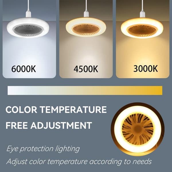 30W LED Ceiling Fan with Remote Control – Silent Hanging Lamp with 3 Speeds and 3 Color Temperatures