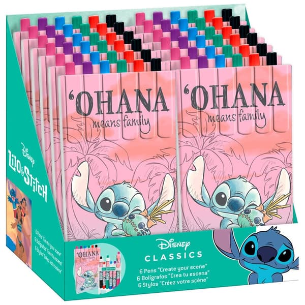 Stitch-läpipakkaus, jossa on 6 kynää luovaan hauskanpitoon